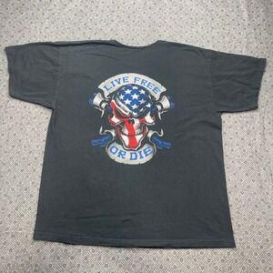 Vintage Lethal Threat Motorgear Live Free‎ Or Die Skull T-Shirt Mens XL USA Made